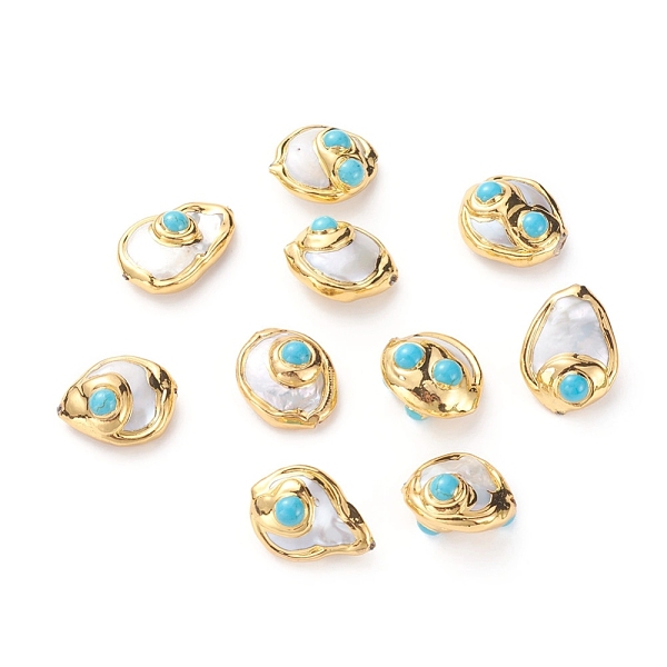 PandaHall Natural Cultured Freshwater Pearl Beads, with Golden Plated Brass Edge and Natural Turquoise, Mixed Shapes, Golden...
PandaHall Natural Cultured Freshwater Pearl Beads, with Golden Plated Brass Edge and Natural Turquoise, Mixed Shapes, Golden...