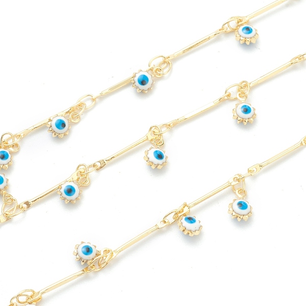 PandaHall Golden Brass Bar Link Chain, with Enamel Evil Eye Charms, Long-Lasting Plated, with Spool, Soldered, White, 6.5x4x2.5mm, 10m/roll...
PandaHall Golden Brass Bar Link Chain, with Enamel Evil Eye Charms, Long-Lasting Plated, with Spool, Soldered, White, 6.5x4x2.5mm, 10m/roll...