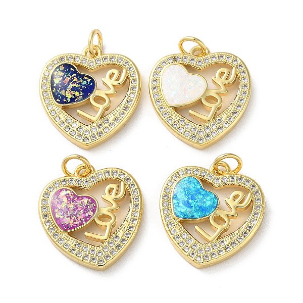 PandaHall Valentine's Day Brass Micro Pave Clear Cubic Zirconia Pendants, with Synthetic Opal, Real 18K Gold Plated, Heart with Word Love..., Multicolor
PandaHall Valentine's Day Brass Micro Pave Clear Cubic Zirconia Pendants, with Synthetic Opal, Real 18K Gold Plated, Heart with Word Love..., Multicolor