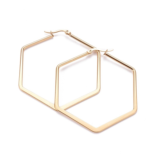 PandaHall 201 Stainless Steel Angular Hoop Earrings, with 304 Stainless Steel Pin, Hypoallergenic Earrings, Hexagon, Golden, 57x50.5x2mm...
PandaHall 201 Stainless Steel Angular Hoop Earrings, with 304 Stainless Steel Pin, Hypoallergenic Earrings, Hexagon, Golden, 57x50.5x2mm...