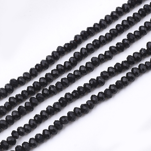 PandaHall Glass Beads Strands, Faceted, Rondelle, Black, 2~2.5x1~1.5mm, Hole: 0.5mm, about 150~155pcs/strand, 32~33cm Glass Rondelle Black
PandaHall Glass Beads Strands, Faceted, Rondelle, Black, 2~2.5x1~1.5mm, Hole: 0.5mm, about 150~155pcs/strand, 32~33cm Glass Rondelle Black