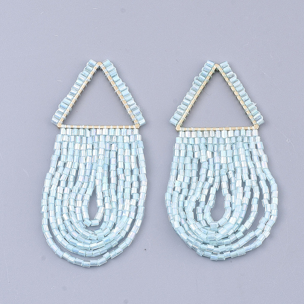 PandaHall Tassel Big Pendants, with Glass Beads and Golden Plated Brass Findings, Triangle, Light Blue, 62~70x27~28mm, Hole: 20x17.5mm Glass...
PandaHall Tassel Big Pendants, with Glass Beads and Golden Plated Brass Findings, Triangle, Light Blue, 62~70x27~28mm, Hole: 20x17.5mm Glass...
