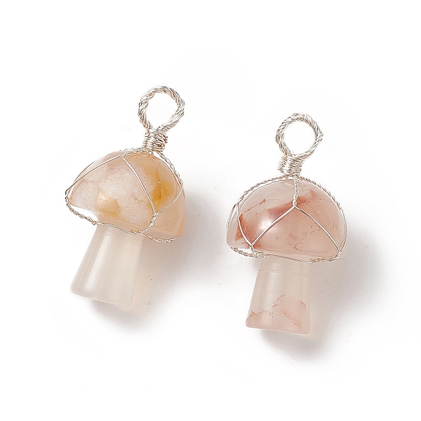 PandaHall Natural Cherry Blossom Agate Pendants, Silver Plated Copper Wire Wrapped Mushroom Charms, 30~30.5x16.5~17.5mm, Hole: 4.5~5mm...
PandaHall Natural Cherry Blossom Agate Pendants, Silver Plated Copper Wire Wrapped Mushroom Charms, 30~30.5x16.5~17.5mm, Hole: 4.5~5mm...
