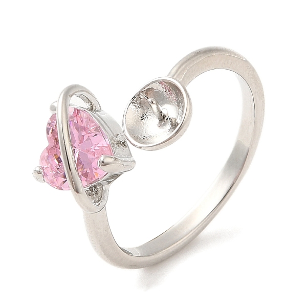 PandaHall Brass with Cubic Zirconia Open Cuff Ring Components, Ring Settings, For Half-drilled Beads, Heart, Pink, US Size 7 3/4(17.9mm)...
PandaHall Brass with Cubic Zirconia Open Cuff Ring Components, Ring Settings, For Half-drilled Beads, Heart, Pink, US Size 7 3/4(17.9mm)...