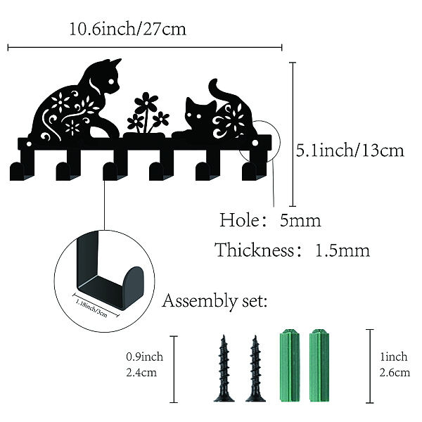 PandaHall Iron Wall Mounted Hook Hangers, Decorative Organizer Rack with 6 Hooks, for Bag Clothes Key Scarf Hanging Holder, Cat and Flower...
PandaHall Iron Wall Mounted Hook Hangers, Decorative Organizer Rack with 6 Hooks, for Bag Clothes Key Scarf Hanging Holder, Cat and Flower...