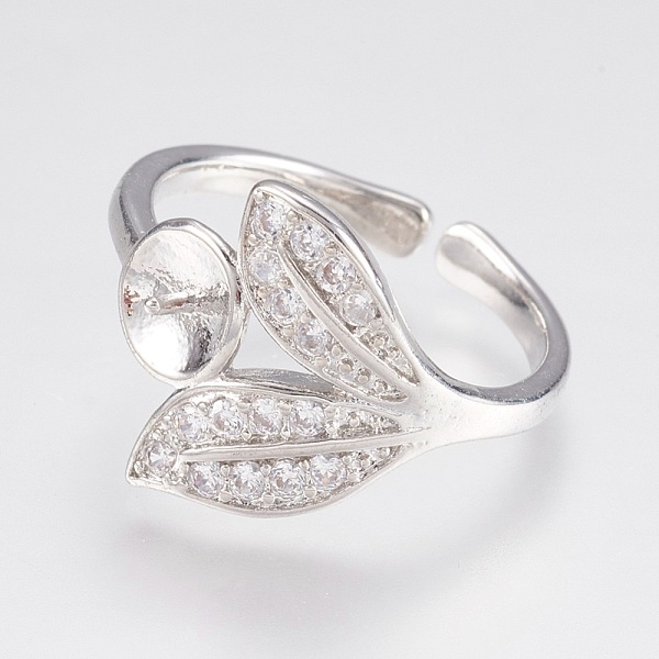 PandaHall Adjustable Brass Cuff Rings, Open Rings Components, with Cubic Zirconia, For Half Drilled Beads, Leaf, Platinum, Tray: 5mm, 17.5mm...
PandaHall Adjustable Brass Cuff Rings, Open Rings Components, with Cubic Zirconia, For Half Drilled Beads, Leaf, Platinum, Tray: 5mm, 17.5mm...