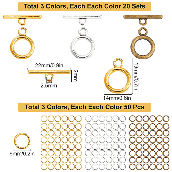 PandaHall SUNNYCLUE 60 Sets 3 Colors Round Ring Tibetan Style Alloy Toggle Clasps, with 150Pcs 3 Colors Iron Jump Rings, Mixed Color, Ring...
PandaHall SUNNYCLUE 60 Sets 3 Colors Round Ring Tibetan Style Alloy Toggle Clasps, with 150Pcs 3 Colors Iron Jump Rings, Mixed Color, Ring...