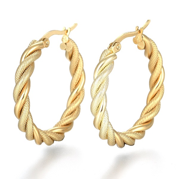 PandaHall 304 Stainless Steel Hoop Earring, Hypoallergenic Earrings, with Ear Nut, Textured, Twisted Ring Shape, Golden, 30x4mm, Pin...
PandaHall 304 Stainless Steel Hoop Earring, Hypoallergenic Earrings, with Ear Nut, Textured, Twisted Ring Shape, Golden, 30x4mm, Pin...