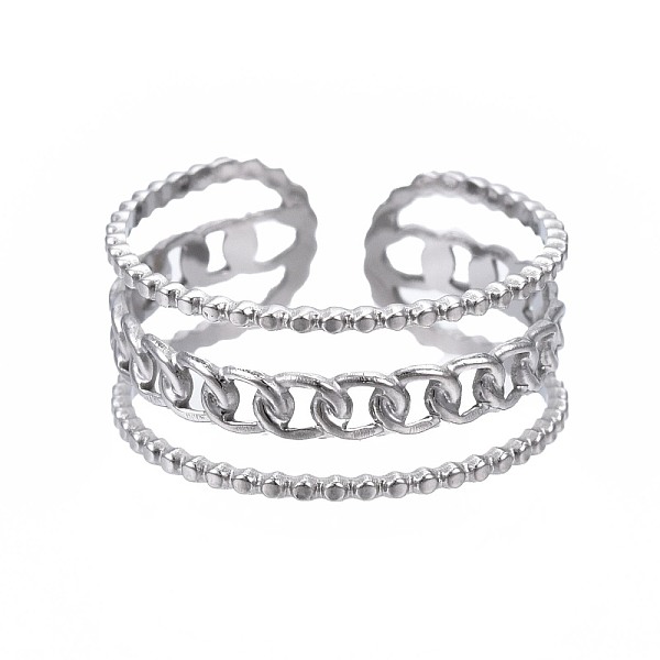 PandaHall 304 Stainless Steel Curb Chain Open Cuff Ring, Chunky Hollow Ring for Women, Stainless Steel Color, US Size 7 1/4(17.5mm) 304...
PandaHall 304 Stainless Steel Curb Chain Open Cuff Ring, Chunky Hollow Ring for Women, Stainless Steel Color, US Size 7 1/4(17.5mm) 304...