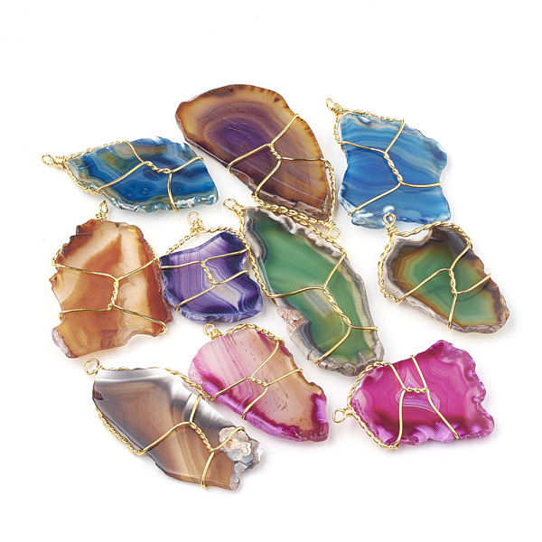 PandaHall Dyed Natural Agate Pendants, with Steel Wire, Mixed Shape, Mixed Color, 40~71x26~32x3mm, Hole: 2.5mm Natural Agate Nuggets..., Multicolor
PandaHall Dyed Natural Agate Pendants, with Steel Wire, Mixed Shape, Mixed Color, 40~71x26~32x3mm, Hole: 2.5mm Natural Agate Nuggets..., Multicolor