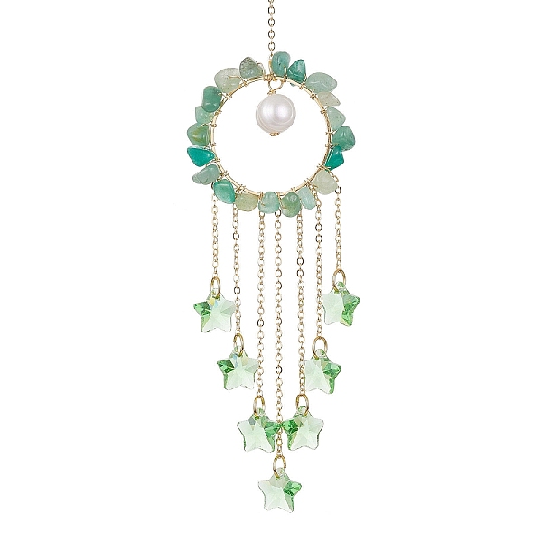 PandaHall Glass Star Pendant Decorations, with Wire Wrapped Natural Green Aventurinet Chips and Natural Cultured Freshwater Pearl, for Home...
PandaHall Glass Star Pendant Decorations, with Wire Wrapped Natural Green Aventurinet Chips and Natural Cultured Freshwater Pearl, for Home...
