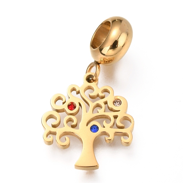 PandaHall Ion Plating(IP) 304 Stainless Steel European Dangle Charms, Large Hole Pendants, with Rhinestone, Tree, Golden, 25.5mm, Hole: 4mm..., Multicolor
PandaHall Ion Plating(IP) 304 Stainless Steel European Dangle Charms, Large Hole Pendants, with Rhinestone, Tree, Golden, 25.5mm, Hole: 4mm..., Multicolor