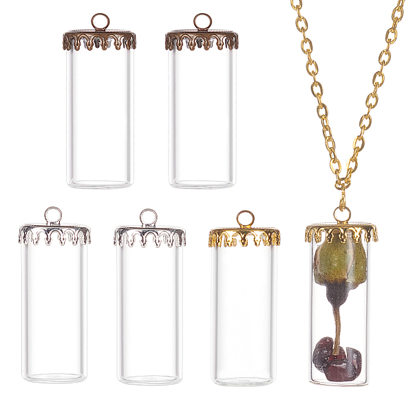 PandaHall BENECREAT 6 Sets 3 Colors Glass Tube Connector Charms, with Iron Caps, Wishing Bottle Links for Beads, Gemstone Chip Storage, DIY...
PandaHall BENECREAT 6 Sets 3 Colors Glass Tube Connector Charms, with Iron Caps, Wishing Bottle Links for Beads, Gemstone Chip Storage, DIY...