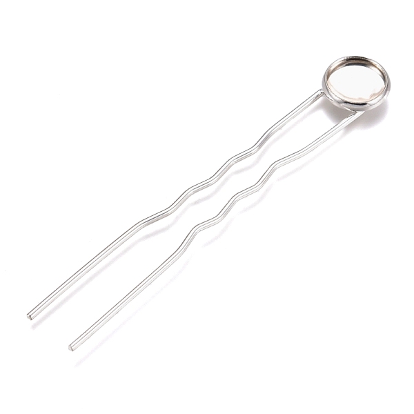 PandaHall Iron Hair Fork Findings, with Flat Round Brass Cabochon Settings, Silver Color Plated, Tray: 10mm, 78x12x3mm Iron
PandaHall Iron Hair Fork Findings, with Flat Round Brass Cabochon Settings, Silver Color Plated, Tray: 10mm, 78x12x3mm Iron