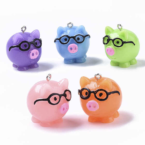 PandaHall Resin Pendants, with Platinum Tone Iron Loop, Pig with Glasses, Mixed Color, 28x24x28mm, Hole: 1.8mm Iron+Resin Pig Multicolor
PandaHall Resin Pendants, with Platinum Tone Iron Loop, Pig with Glasses, Mixed Color, 28x24x28mm, Hole: 1.8mm Iron+Resin Pig Multicolor
