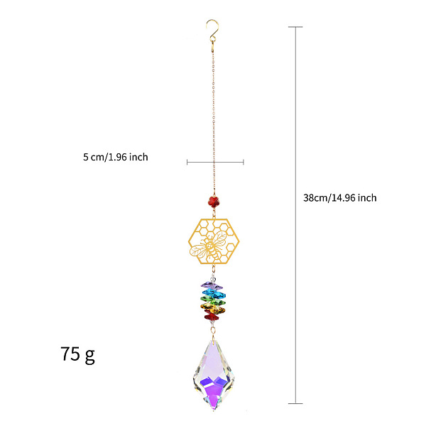 PandaHall Glass Leaf Pendant Decorations, with Metal Link, Hanging Suncatcher Home Decorations, Hexagon & Bees, 380x50mm Glass Hexagon
PandaHall Glass Leaf Pendant Decorations, with Metal Link, Hanging Suncatcher Home Decorations, Hexagon & Bees, 380x50mm Glass Hexagon
