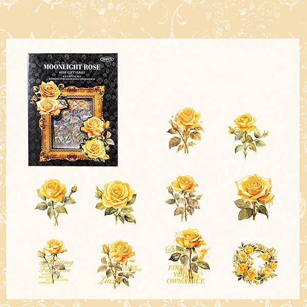PandaHall 20Pcs Rose Flower PET Waterproof Self Adhesive Stickers, Hot Stamping Floral Decals for DIY Scrapbooking, Photo Album Decoration..., Gold
PandaHall 20Pcs Rose Flower PET Waterproof Self Adhesive Stickers, Hot Stamping Floral Decals for DIY Scrapbooking, Photo Album Decoration..., Gold