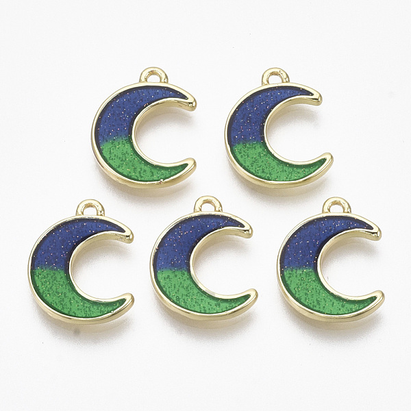 PandaHall Alloy Enamel Charms, with Flitter Powder, Cadmium Free & Nickel Free & Lead Free, Moon, Light Gold, Green, Blue, 15x11.5x2mm, Hole...
PandaHall Alloy Enamel Charms, with Flitter Powder, Cadmium Free & Nickel Free & Lead Free, Moon, Light Gold, Green, Blue, 15x11.5x2mm, Hole...