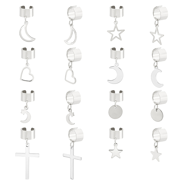 PandaHall 8 Pairs 8 Styles 304 Stainless Steel Charms Cuff Earrings, Moon & Heart & Star & Cross, Stainless Steel Color, 20~36mm...
PandaHall 8 Pairs 8 Styles 304 Stainless Steel Charms Cuff Earrings, Moon & Heart & Star & Cross, Stainless Steel Color, 20~36mm...