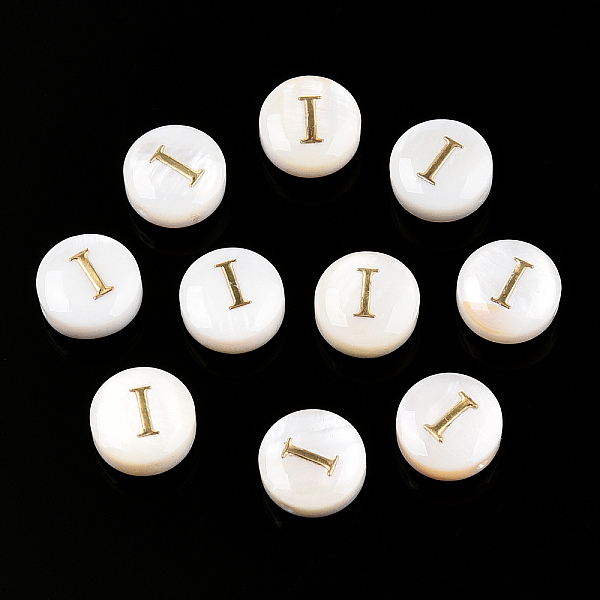 PandaHall Natural Freshwater Shell Beads, with Golden Plated Brass Etched Metal Embellishments, Flat Round with Letter, Letter I...
PandaHall Natural Freshwater Shell Beads, with Golden Plated Brass Etched Metal Embellishments, Flat Round with Letter, Letter I...