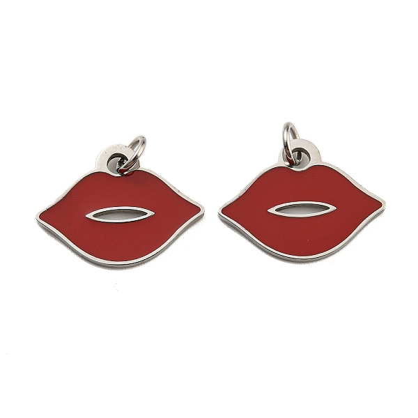 PandaHall 304 Stainless Steel Pendants, with Enamel and Jump Ring, Lip Charm, Stainless Steel Color, 13.5x18.5x1mm, Hole: 3mm Stainless..., Red
PandaHall 304 Stainless Steel Pendants, with Enamel and Jump Ring, Lip Charm, Stainless Steel Color, 13.5x18.5x1mm, Hole: 3mm Stainless..., Red