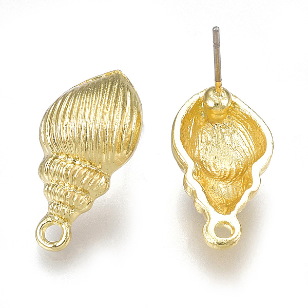 PandaHall Alloy Stud Earring Findings, with Loop, Steel Pins, Spiral Shell, Light Gold, 20x10.5mm, Hole: 1.6mm, Pin: 0.7mm Alloy Shell Shape
PandaHall Alloy Stud Earring Findings, with Loop, Steel Pins, Spiral Shell, Light Gold, 20x10.5mm, Hole: 1.6mm, Pin: 0.7mm Alloy Shell Shape