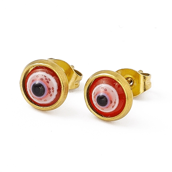 PandaHall Resin Evil Eye Stud Earrings, Golden 304 Stainless Steel Jewelry for Women, Red, 7.5mm, Pin: 0.8mm Resin Flat Round Red
PandaHall Resin Evil Eye Stud Earrings, Golden 304 Stainless Steel Jewelry for Women, Red, 7.5mm, Pin: 0.8mm Resin Flat Round Red