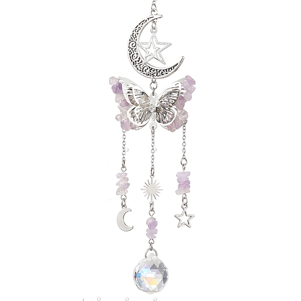 PandaHall Alloy Hollow Moon Butterfly Hanging Ornaments, Natural Amethyst Chip & Glass Round Tassel Suncatchers for Home Garden Decorations...
PandaHall Alloy Hollow Moon Butterfly Hanging Ornaments, Natural Amethyst Chip & Glass Round Tassel Suncatchers for Home Garden Decorations...