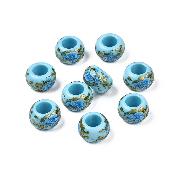 PandaHall Flower Printed Opaque Acrylic Rondelle Beads, Large Hole Beads, Sky Blue, 15x9mm, Hole: 7mm Acrylic Rondelle
PandaHall Flower Printed Opaque Acrylic Rondelle Beads, Large Hole Beads, Sky Blue, 15x9mm, Hole: 7mm Acrylic Rondelle