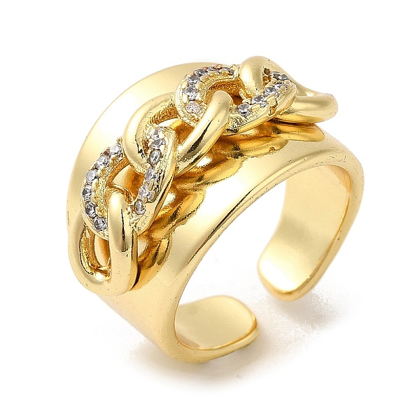 PandaHall Rack Plating Real 18K Gold Plated Brass Curb Chains Shape Open Cuff Rings, with Cubic Zirconia, Long-Lasting Plated, Lead Free &..., Clear
PandaHall Rack Plating Real 18K Gold Plated Brass Curb Chains Shape Open Cuff Rings, with Cubic Zirconia, Long-Lasting Plated, Lead Free &..., Clear