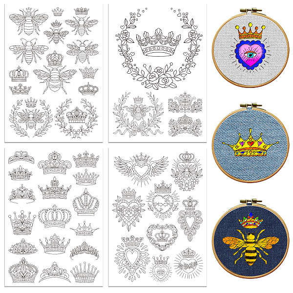 PandaHall 4 Sheets 11.6x8.2 Inch Stick and Stitch Embroidery Patterns, Non-woven Fabrics Water Soluble Embroidery Stabilizers, Crown...
PandaHall 4 Sheets 11.6x8.2 Inch Stick and Stitch Embroidery Patterns, Non-woven Fabrics Water Soluble Embroidery Stabilizers, Crown...