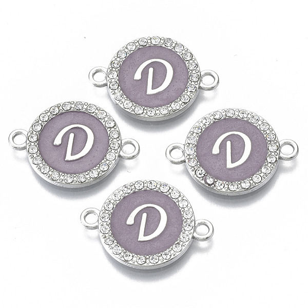 PandaHall Alloy Enamel Links Connectors, with Crystal Rhinestones, Flat Round with Letter, Silver Color Plated, Letter.D, 22x16x2mm, Hole..., Purple
PandaHall Alloy Enamel Links Connectors, with Crystal Rhinestones, Flat Round with Letter, Silver Color Plated, Letter.D, 22x16x2mm, Hole..., Purple