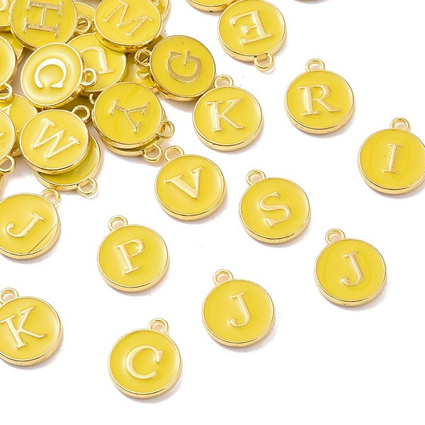 PandaHall Golden Plated Alloy Enamel Charms, Enamelled Sequins, Flat Round with Random Mixed Letters, Gold, 14x12x2mm,Hole:1.50mm...
PandaHall Golden Plated Alloy Enamel Charms, Enamelled Sequins, Flat Round with Random Mixed Letters, Gold, 14x12x2mm,Hole:1.50mm...