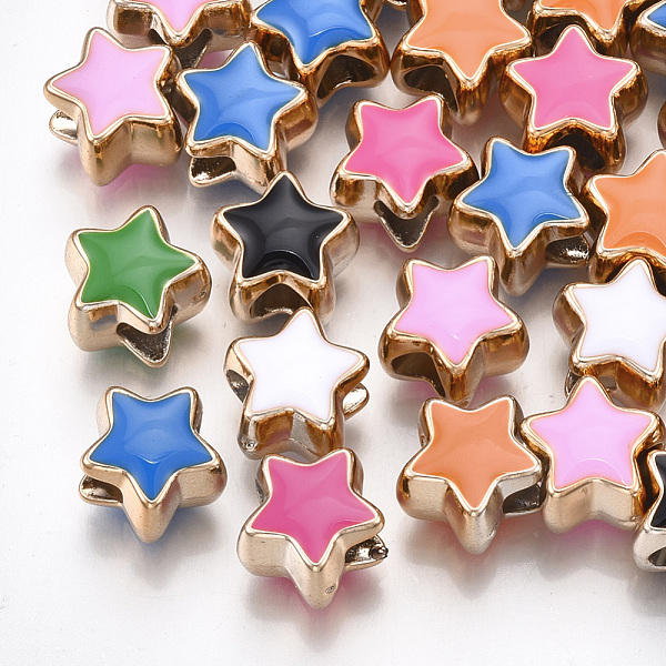 PandaHall UV Plating Acrylic European Beads, with Enamel, Large Hole Beads, Star, Mixed Color, Light Gold, 10.5x11.5x9mm, Hole: 4.5mm..., Multicolor
PandaHall UV Plating Acrylic European Beads, with Enamel, Large Hole Beads, Star, Mixed Color, Light Gold, 10.5x11.5x9mm, Hole: 4.5mm..., Multicolor
