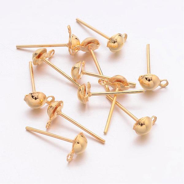 PandaHall Iron Post Ear Studs, with Loop, Half Ball, Gold Plated, 13mm long, hole: 1mm, half ball: 4.3mm in diameter Iron Round
PandaHall Iron Post Ear Studs, with Loop, Half Ball, Gold Plated, 13mm long, hole: 1mm, half ball: 4.3mm in diameter Iron Round