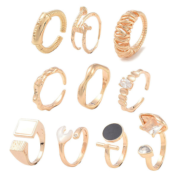 PandaHall 20Pcs 10 Styles Brass Adjustable Open Cuff Rings Set, with Glass and Enamel for Women, Long-Lasting Plated, Real 18K Gold Plated...
PandaHall 20Pcs 10 Styles Brass Adjustable Open Cuff Rings Set, with Glass and Enamel for Women, Long-Lasting Plated, Real 18K Gold Plated...