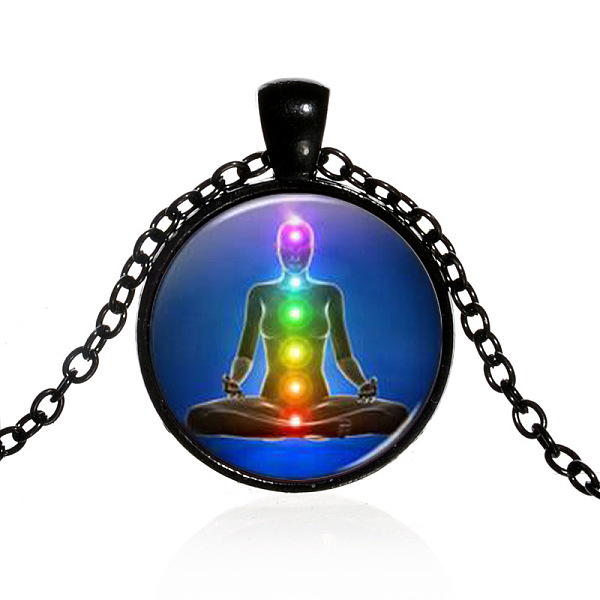 PandaHall Chakra Theme Yoga Human Glass Pendant Necklace, Alloy Jewelry for Women, Electrophoresis Black, 15.75 inch~19.69 inch(40~50cm)...
PandaHall Chakra Theme Yoga Human Glass Pendant Necklace, Alloy Jewelry for Women, Electrophoresis Black, 15.75 inch~19.69 inch(40~50cm)...