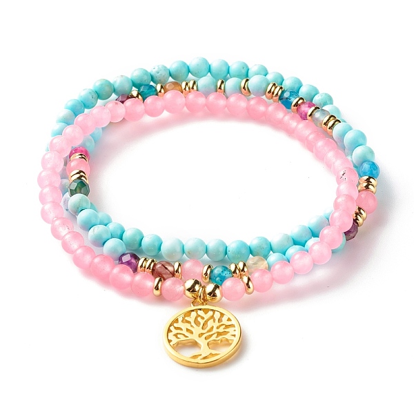 PandaHall Stone Stretch Bracelets Set, Natural Malaysia Jade(Dyed) & Howlite & Agate Round Beads Bracelets, Flat Round with Tree of Life...
PandaHall Stone Stretch Bracelets Set, Natural Malaysia Jade(Dyed) & Howlite & Agate Round Beads Bracelets, Flat Round with Tree of Life...