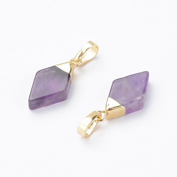 PandaHall Natural Amethyst Pendants, with Brass Snap on Bails, Edge Golden Plated, Rhombus, Golden, 17~18x8~9x3.5~6mm, Hole: 4x5mm Amethyst...
PandaHall Natural Amethyst Pendants, with Brass Snap on Bails, Edge Golden Plated, Rhombus, Golden, 17~18x8~9x3.5~6mm, Hole: 4x5mm Amethyst...