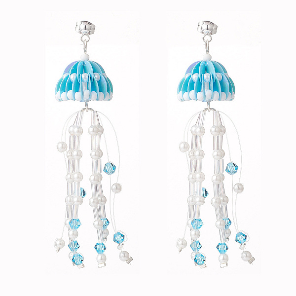 PandaHall Glass Seed & Synthetic Moonstone Beaded Long Tassel Dangle Stud Earrings with Shell Pearl for Women, Deep Sky Blue, 75mm, Pin...
PandaHall Glass Seed & Synthetic Moonstone Beaded Long Tassel Dangle Stud Earrings with Shell Pearl for Women, Deep Sky Blue, 75mm, Pin...