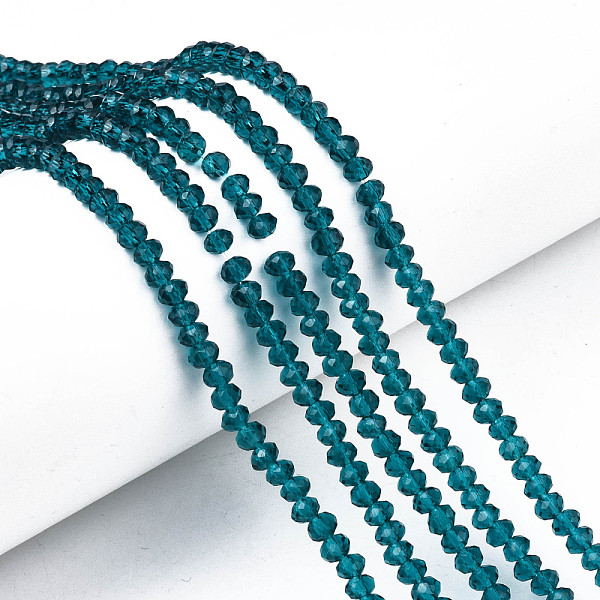 PandaHall Glass Beads Strands, Faceted, Rondelle, Dark Cyan, 4x3mm, Hole: 0.4mm, about 113~115pcs/strand, 41~42cm Glass Rondelle
PandaHall Glass Beads Strands, Faceted, Rondelle, Dark Cyan, 4x3mm, Hole: 0.4mm, about 113~115pcs/strand, 41~42cm Glass Rondelle