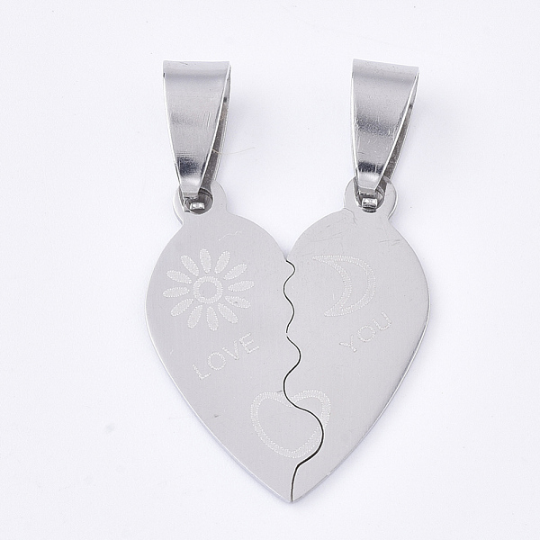 PandaHall 201 Stainless Steel Split Pendants, for Lovers, Heart with Heart, with Word Love You, For Valentine's Day, Stainless Steel Color...
PandaHall 201 Stainless Steel Split Pendants, for Lovers, Heart with Heart, with Word Love You, For Valentine's Day, Stainless Steel Color...