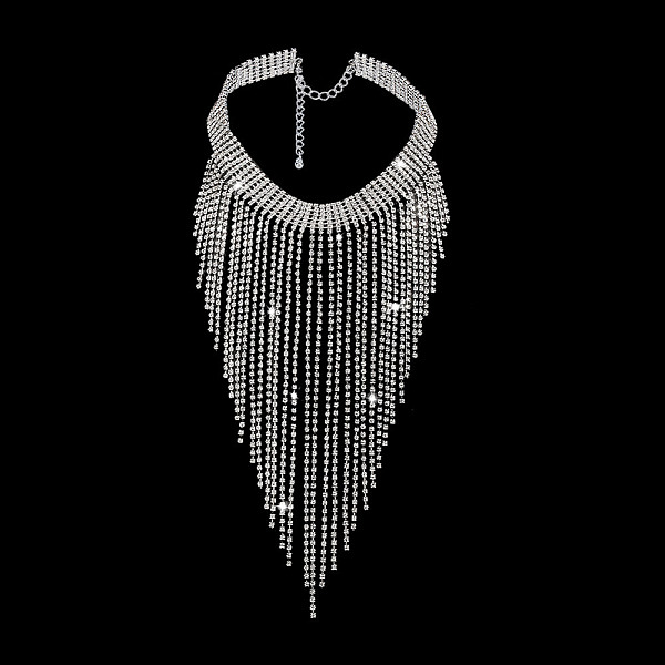 PandaHall Fingerinspire 1Pc Iron Rhinestone Tennis Chains Bib Necklace, Platinum, 18.50 inch(47cm), Chain Extender: 114mm Iron
PandaHall Fingerinspire 1Pc Iron Rhinestone Tennis Chains Bib Necklace, Platinum, 18.50 inch(47cm), Chain Extender: 114mm Iron