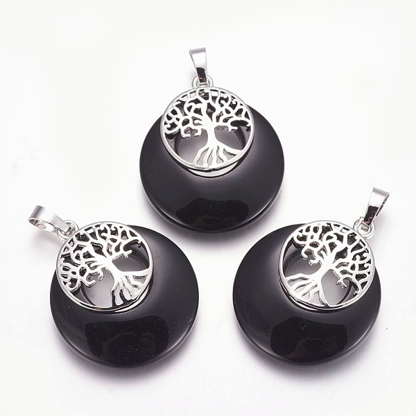 PandaHall Synthetic Black Stone Pendants, with Platinum Tone Brass Findings, Flat Round with Tree of Life, 32.5~33x27.5~28x5~6mm, Hole...
PandaHall Synthetic Black Stone Pendants, with Platinum Tone Brass Findings, Flat Round with Tree of Life, 32.5~33x27.5~28x5~6mm, Hole...