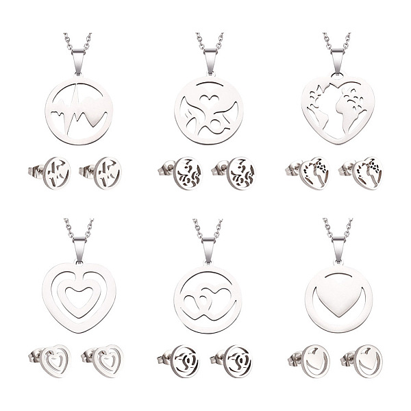 PandaHall Kissitty 6 Sets 6 Style Valentine's Day Heart Jewelry Set, 304 Stainless Steel Pendant Necklace and Stud Earrings for Women...
PandaHall Kissitty 6 Sets 6 Style Valentine's Day Heart Jewelry Set, 304 Stainless Steel Pendant Necklace and Stud Earrings for Women...