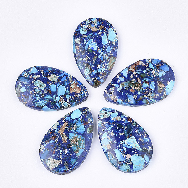 PandaHall Assembled Synthetic Imperial Jasper and Natural Lapis Lazuli Pendants, Dyed, teardrop, Blue, 48x30~30.5x7mm, Hole: 1.4mm Imperial...
PandaHall Assembled Synthetic Imperial Jasper and Natural Lapis Lazuli Pendants, Dyed, teardrop, Blue, 48x30~30.5x7mm, Hole: 1.4mm Imperial...