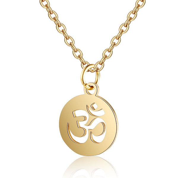 PandaHall 201 Stainless Steel Pendants Necklaces, Flat Round with Om Symbol, Golden, 16.3 inch(40cm)x1mm 201 Stainless Steel
PandaHall 201 Stainless Steel Pendants Necklaces, Flat Round with Om Symbol, Golden, 16.3 inch(40cm)x1mm 201 Stainless Steel
