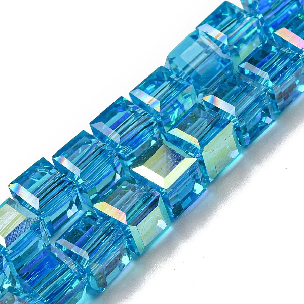 PandaHall Electroplate Glass Beads Strands, Half Rainbow Plated, Faceted, Cube, Deep Sky Blue, 7~7.5x7~7.5x7~7.5mm, Hole: 1mm Glass Cube
PandaHall Electroplate Glass Beads Strands, Half Rainbow Plated, Faceted, Cube, Deep Sky Blue, 7~7.5x7~7.5x7~7.5mm, Hole: 1mm Glass Cube