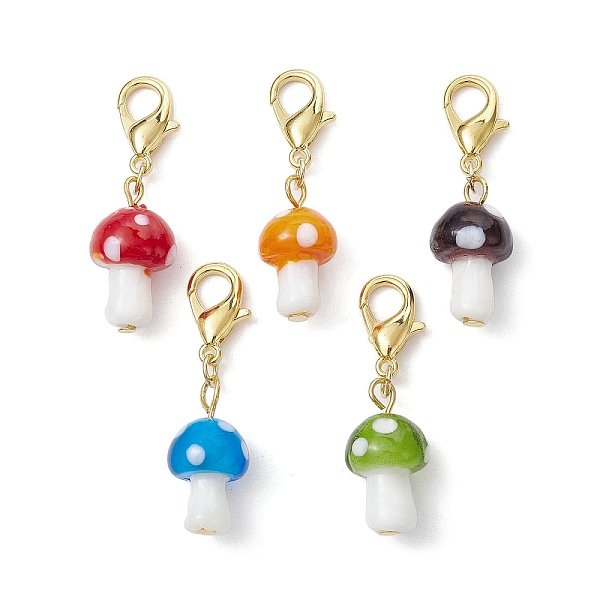 PandaHall Handmade Lampwork Mushroom Pendant Decoration, with Alloy Lobster Claw Clasps, Mixed Color, 39.5~41mm Lampwork Mushroom Multicolor
PandaHall Handmade Lampwork Mushroom Pendant Decoration, with Alloy Lobster Claw Clasps, Mixed Color, 39.5~41mm Lampwork Mushroom Multicolor
