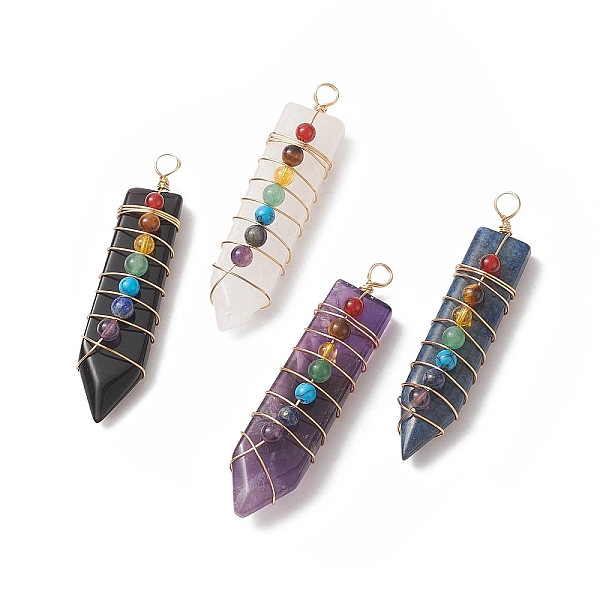 PandaHall Natural & Synthetic Mixed Gemstones Copper Wire Wrapped Big Pendants, Chakra Sword Charms, Light Gold, Mixed Dyed and Undyed...
PandaHall Natural & Synthetic Mixed Gemstones Copper Wire Wrapped Big Pendants, Chakra Sword Charms, Light Gold, Mixed Dyed and Undyed...